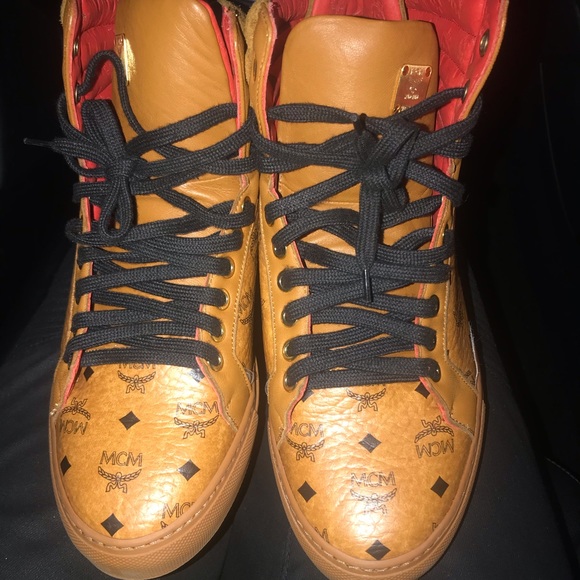 MCM Shoes - McM Hi-Top Leather Sneakers